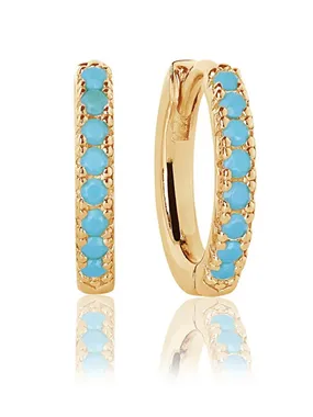 Timeless Gold Plated Rings with Turquoise Stones by Eller SJ-E285-TQ-YG