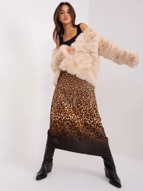 Beige fur transitional jacket with lining.