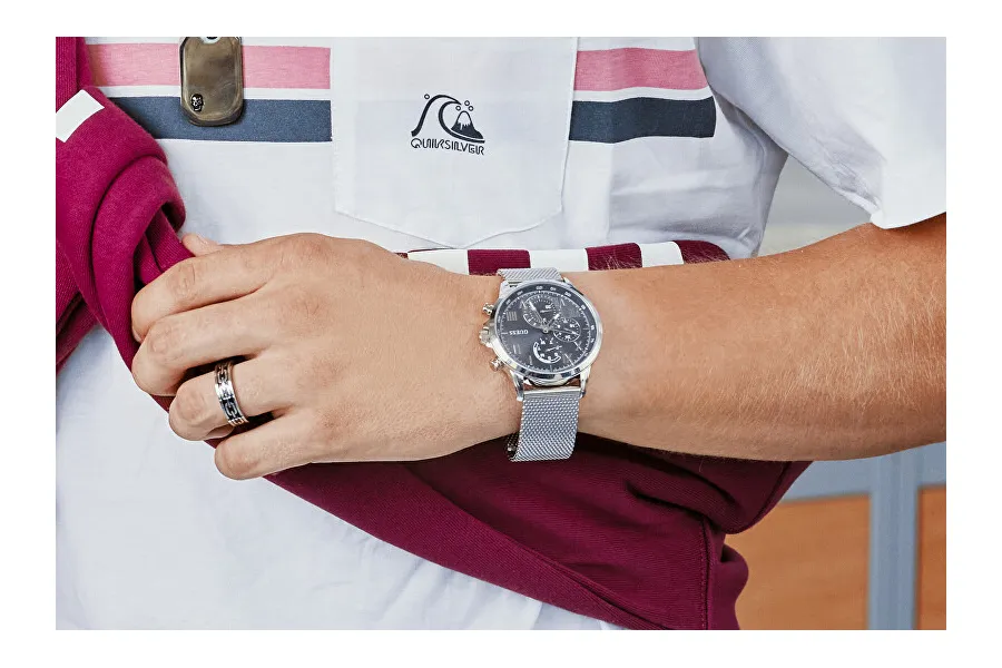 Massive steel ring for men Ripple SRP37