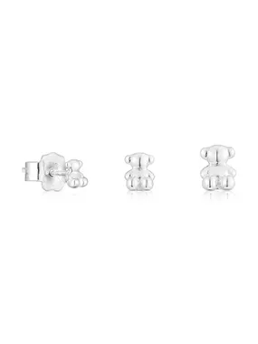 Bold Motif Silver Stud Earrings Set 1003932100