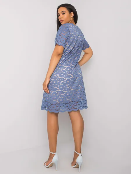 Blue plus size lace dress.