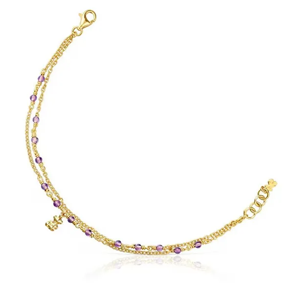 Bold Bear Double Amethyst Gold Plated Bracelet 1003972200