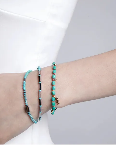 Double steel bracelet with beads Kiss 14173P01016