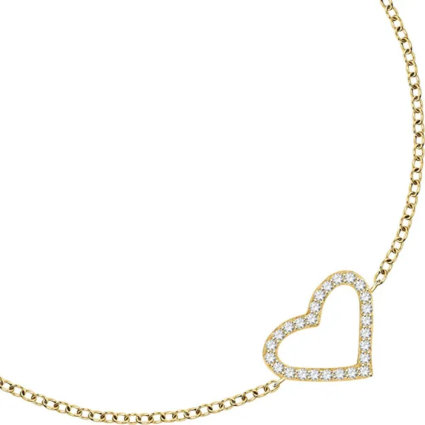 Decent gold-plated heart bracelet with zircons Silver LPS05AWV26