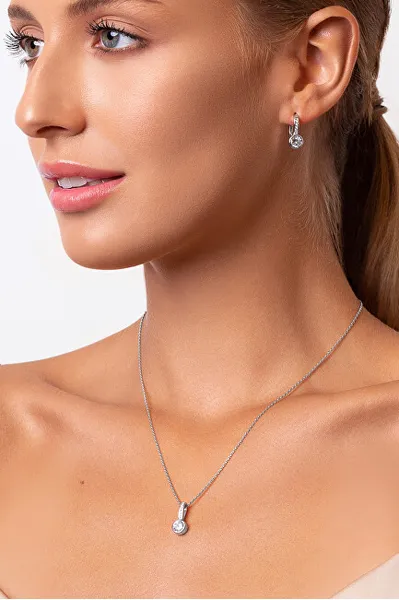 Elegant silver set with zircons SET201W (pendant, earrings)