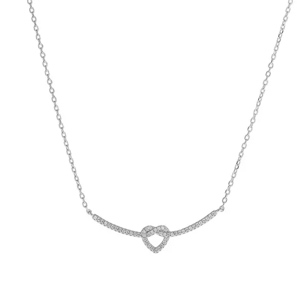 Silver necklace with glittering heart AJNA0006