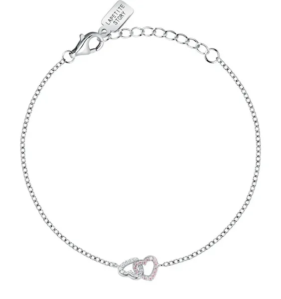 Silver bracelet Double heart with zircons Silver LPS05AWV02