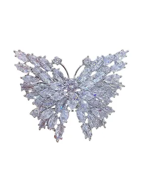 Glittering Butterfly Brooch Silver