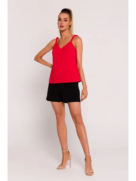 M792 Blouse with a deep neckline on the back - red