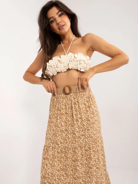 Women's camel ruffle skirt