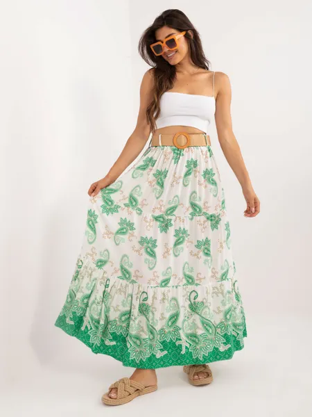 Women's white and green Ruffle skirt