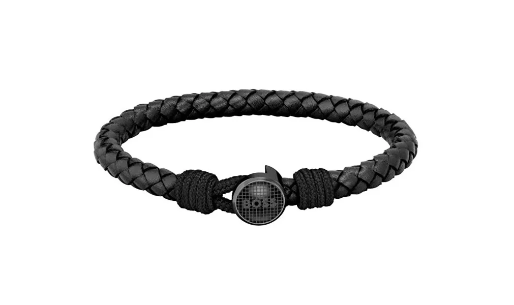 Fashionable black leather bracelet Classic 1580468M