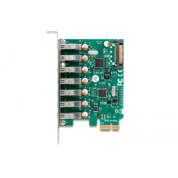 PCI Express x1 card to 7 x external USB 5 Gbps Type-A socket, USB controller