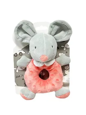 Rattle Mouse 18 cm peach