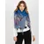 Dark blue and grey patterned women's winter scarf.