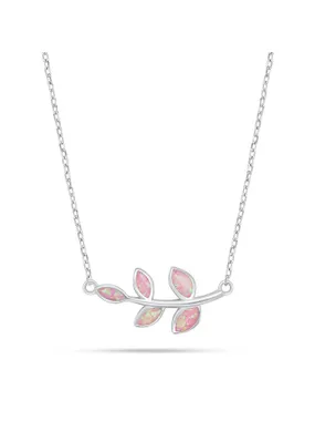 Decent Silver Petals Necklace with Pink Opal NCL165WP
