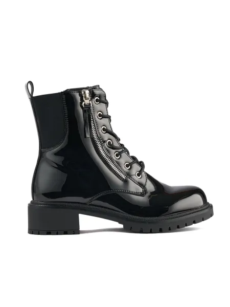 Black patent leather women's workers' boots