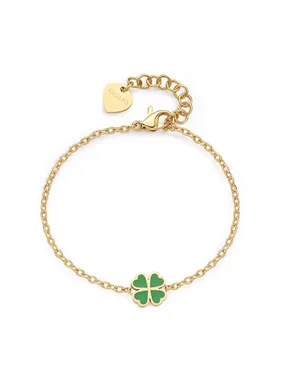 Delicate gold-plated bracelet with four-leaf clover Click SCK261