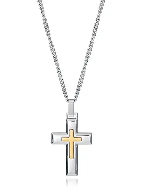 Timeless bicolor necklace with Magnum cross 75321C01012