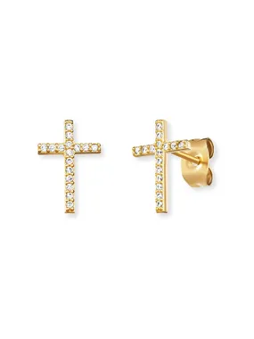 Gilded earrings Cross with zircons ERE-LILCROS-ZSG