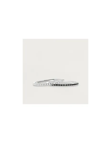 Minimalist silver ring with glittering zircons White Essential Silver AN02-347