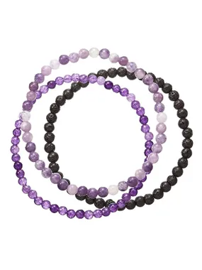 Set of Beaded Bracelets Made of Mineral Stones 43043.3 Purple