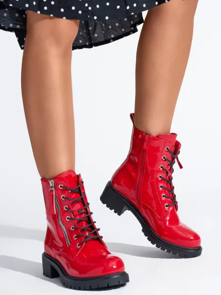 Red patent leather women's workers