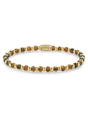 Mix Glass Rocks Tiger Gold Beaded Bracelet RR-40146-G