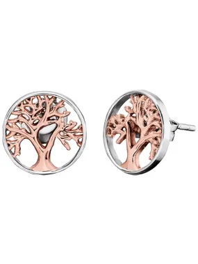 Silver Bicolor Earrings Tree of Life ERE-LILTREE-BI