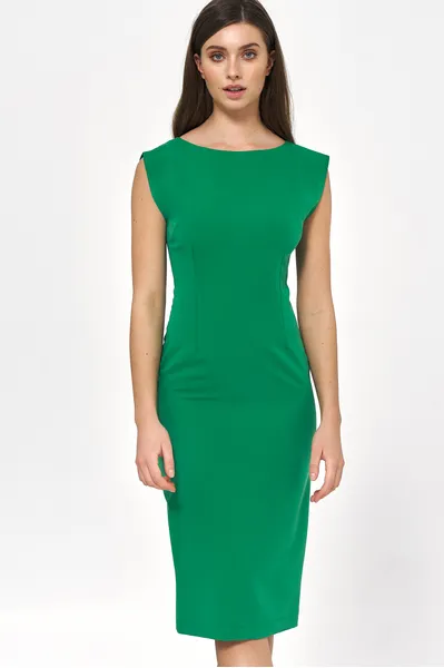 Green dress with a pencil cut - S220