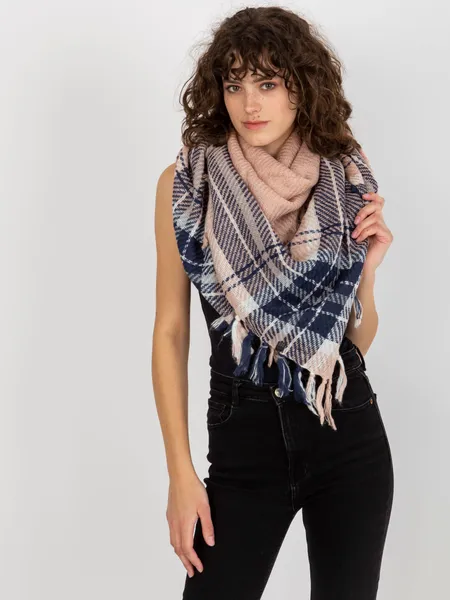 Light pink women's scarf with a check pattern.