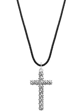 Rebel & Rose NL028-S-70 Studded Cross Black Unisex Necklace 70cm