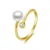 Open gold-plated ring with real pearl and zircon AGG469P-G