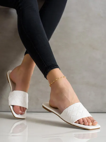 White slippers made of eco leather