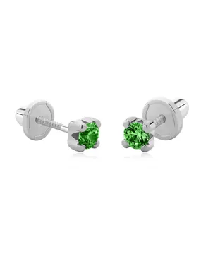 White gold earrings with synthetic emeralds 14/832.701/17ES-N