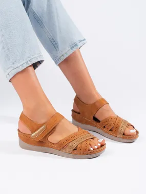 Women's brown velcro sandals