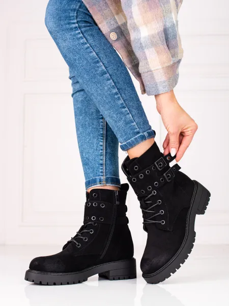 Women's lace-up boots with Shelovet buckles