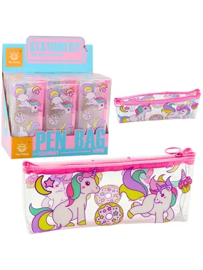 School pencil case transparent toolbox donut unicorn 20 x 8.5 x 4cm