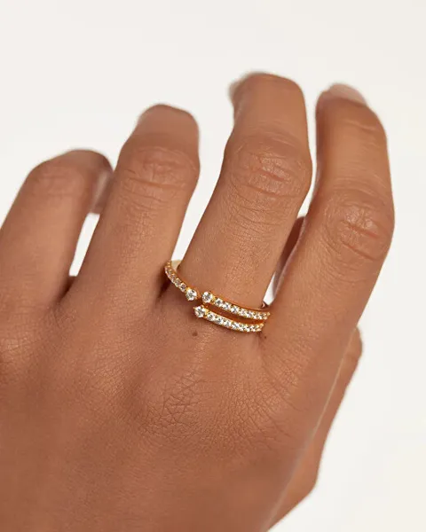 Unique gold-plated ring with clear zircons SISI Gold AN01-865