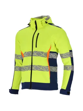 Yellow and blue warning softshell jacket, "s", ce, lahti