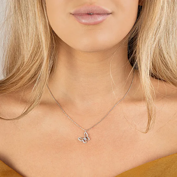 Beautiful silver bow tie necklace AJNA0028