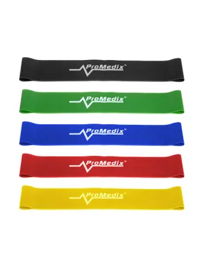 Latex flexible exercise tapes Promedix PR-700 Compl 5pcs x 0.5m