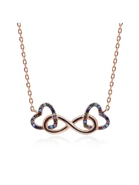 Bronze necklace with zircons Infinite hearts N0000660