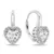 Silver heart jewelry set with zircons SET273W (earrings, pendant)