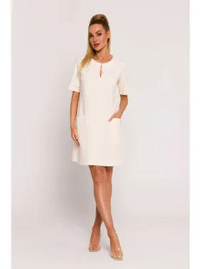 M788 A-line dress with pockets - cream