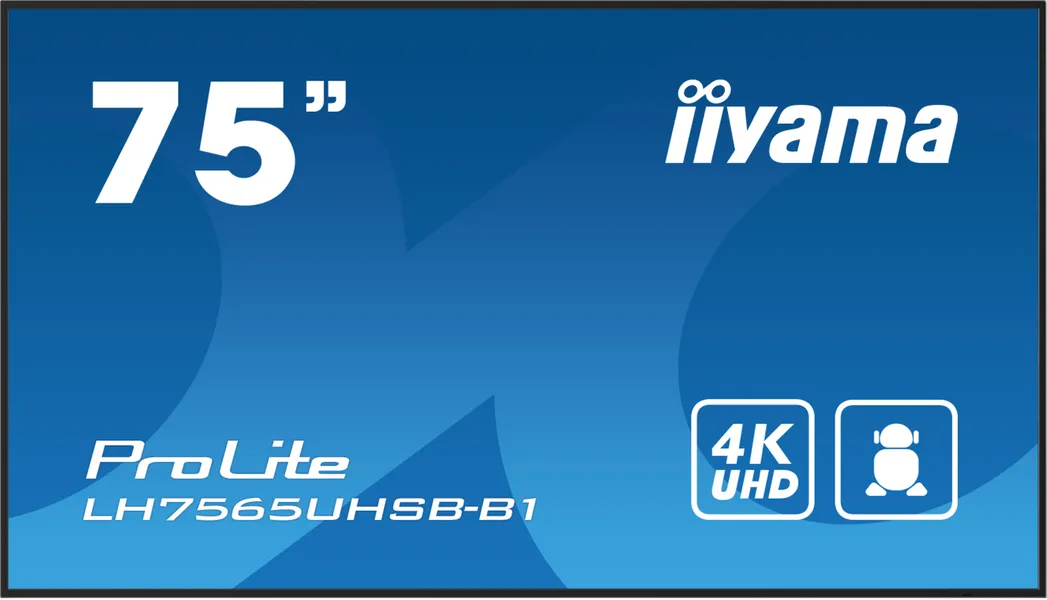 iiyama LH7565UHSB-B1 apzīmējumu displejs Kioska dizains 189,2 cm (74,5 collas) LED Wi-Fi 800 cd/m² 4K Ultra HD melns Iebūvēts procesors Android 11 24/7