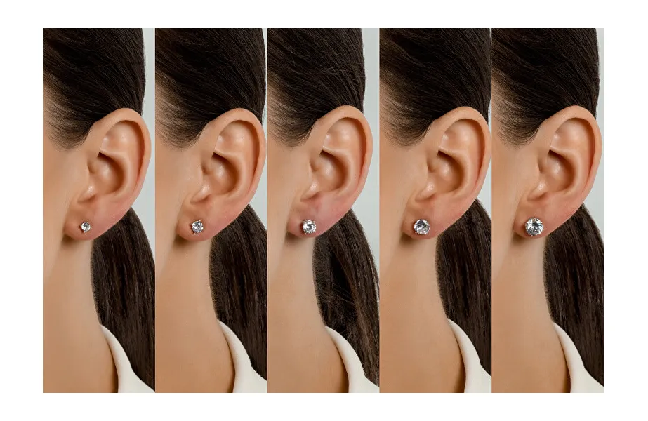 Silver stud earrings with clear zircons EA580/1/2/3/4W