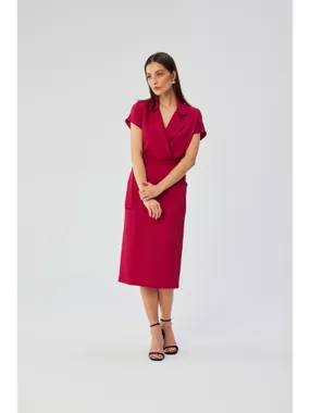 S363 Midi dress with collar - plum