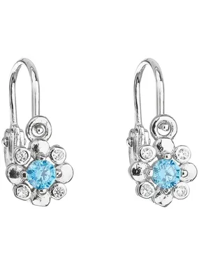 Silver children's earrings with blue zircons 11174.3