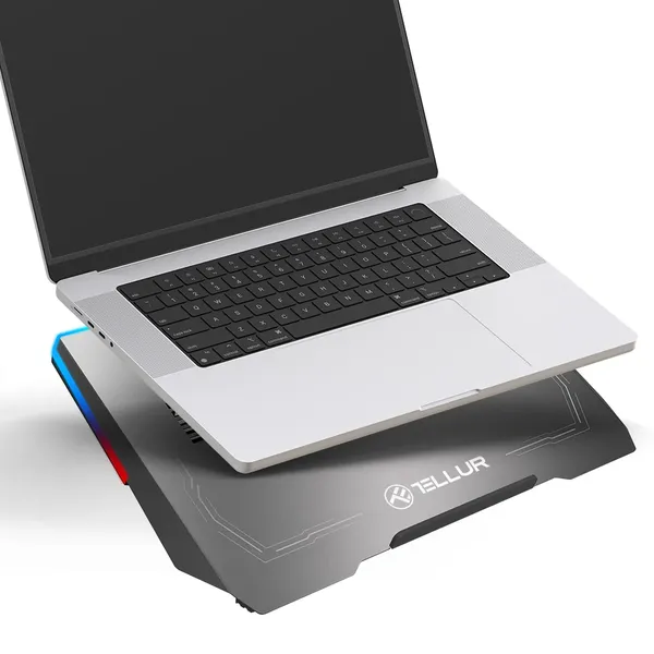 Tellur Cooler laptop Shade 17, 3 fans, RGB LED, USB, USB-C, Aluminum grey